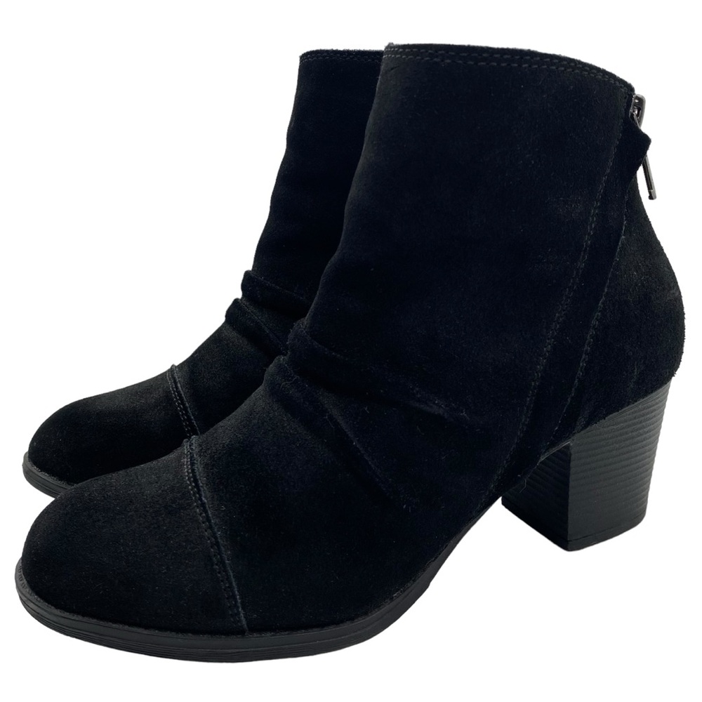 Skechers Womens Shoes Sz 7 Black Vegan Suede Heeled Ankle Casual Comfortable - Picture 13 of 13